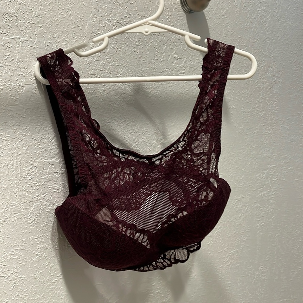 Maroon PINK lace Bralette